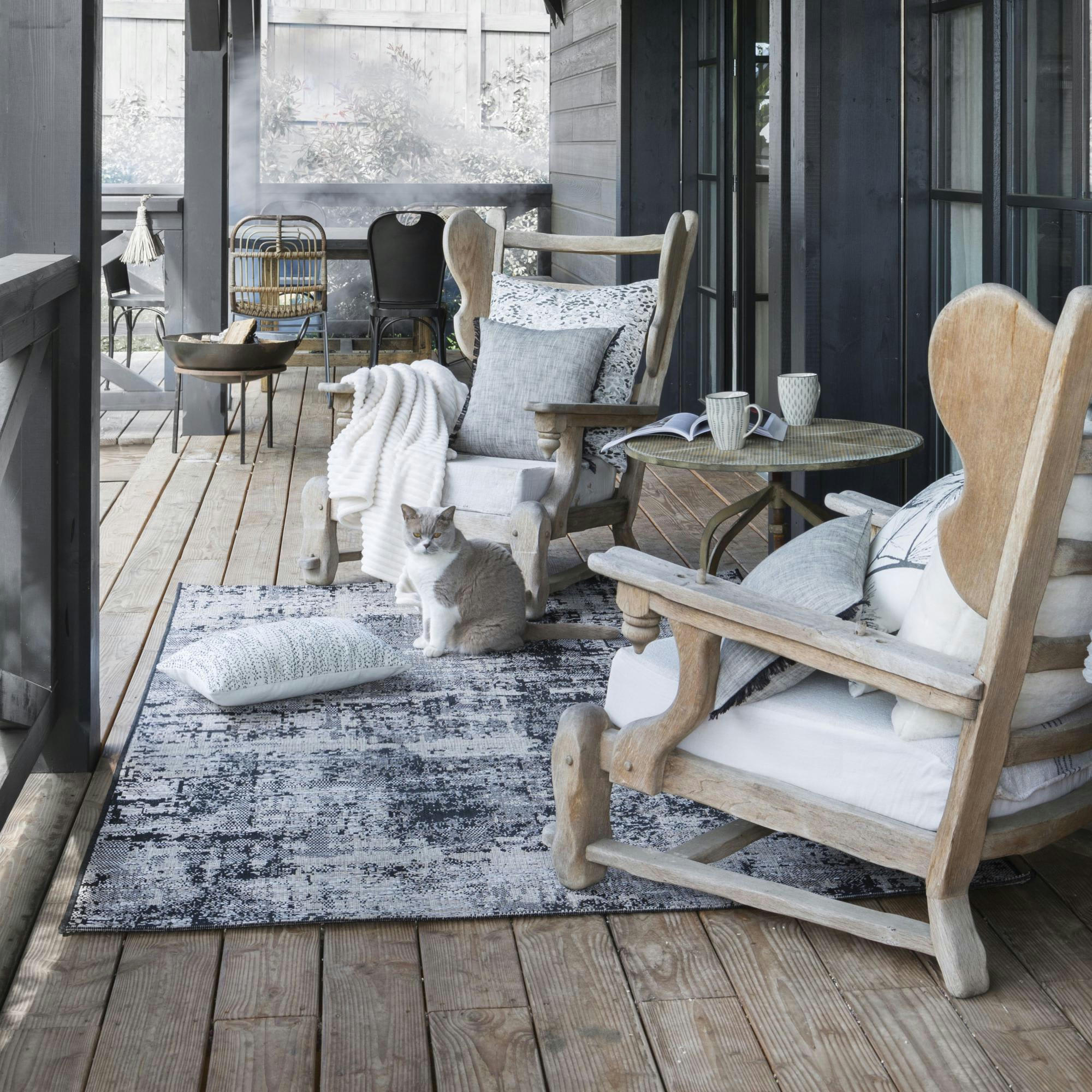 CATANIA - Tapis  outdoor en polypropylene noir 160 x 230