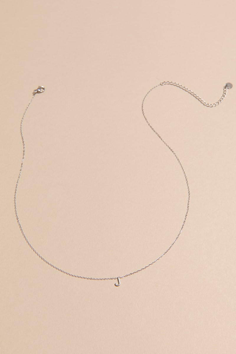 J Stainless Steel Mini Initial Necklace
