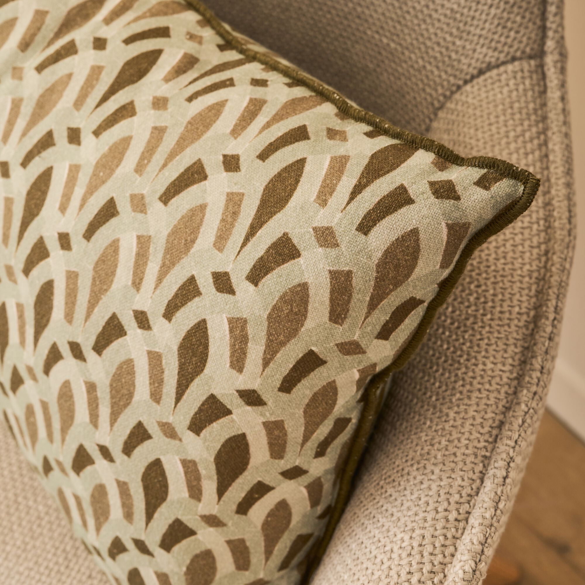 QAR - Coussin en coton à motif 30x50cm - vert