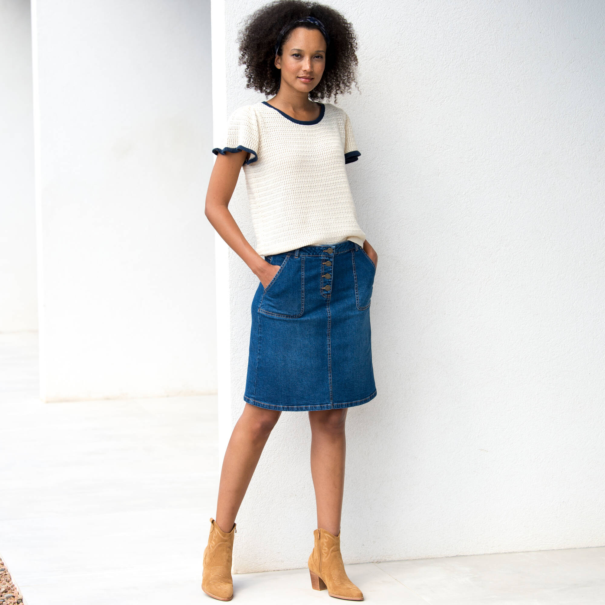Pull manches courtes, maille fantaisie