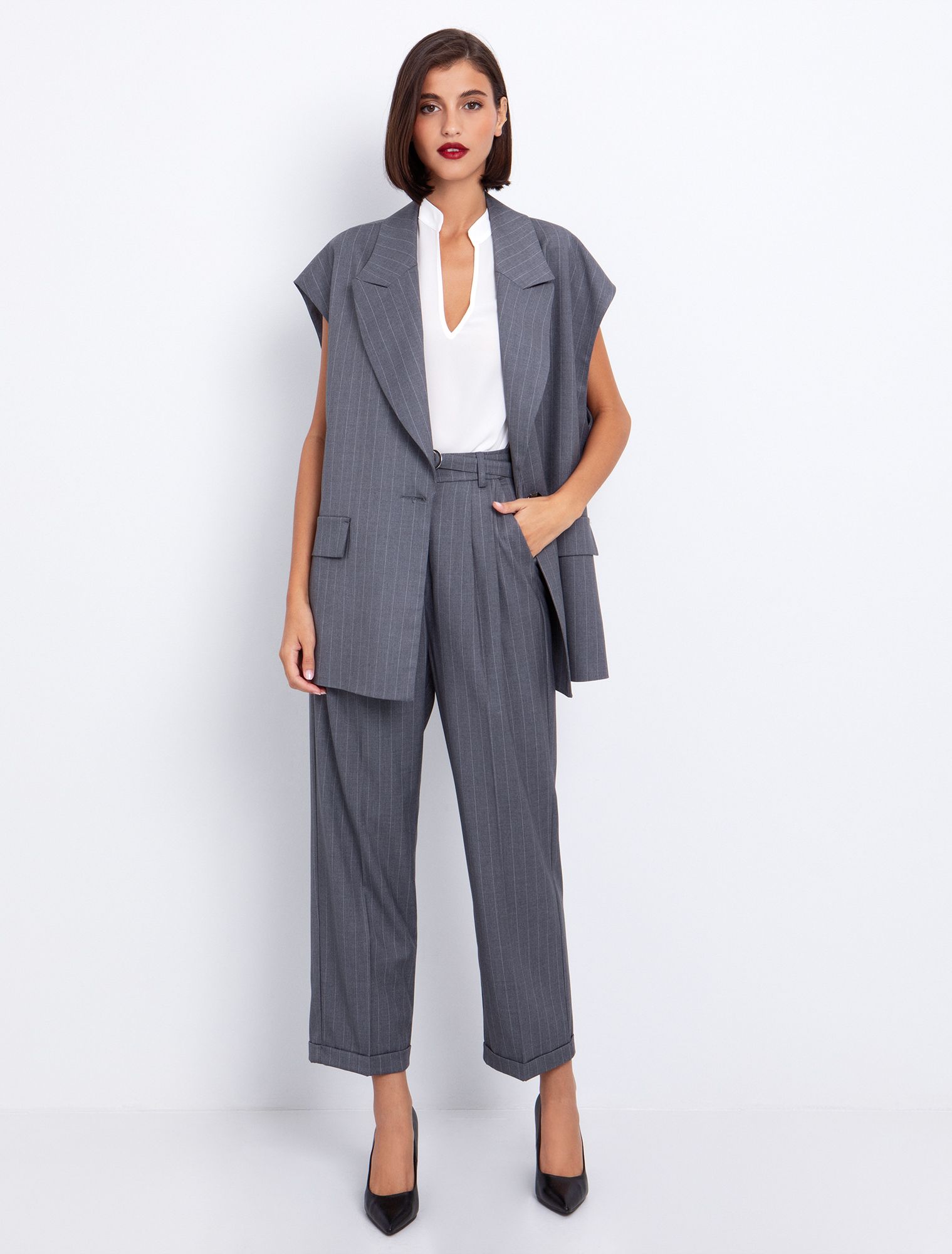 Oversized ριγέ γιλέκο