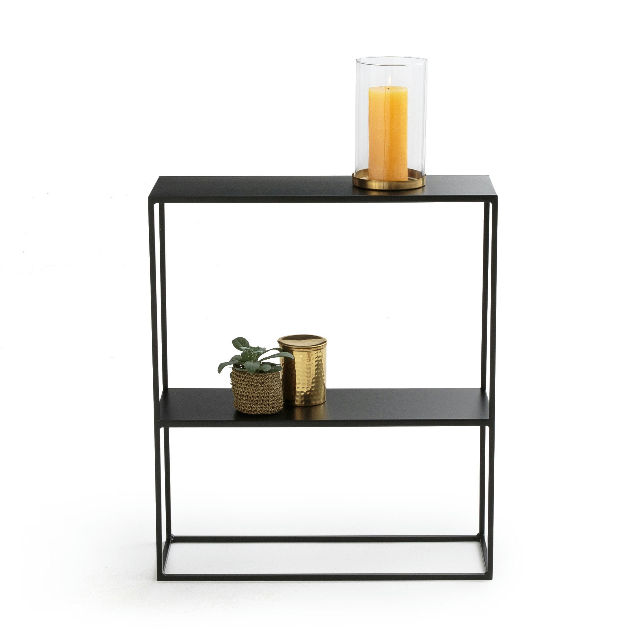 Console métal acier double plateau, Hiba