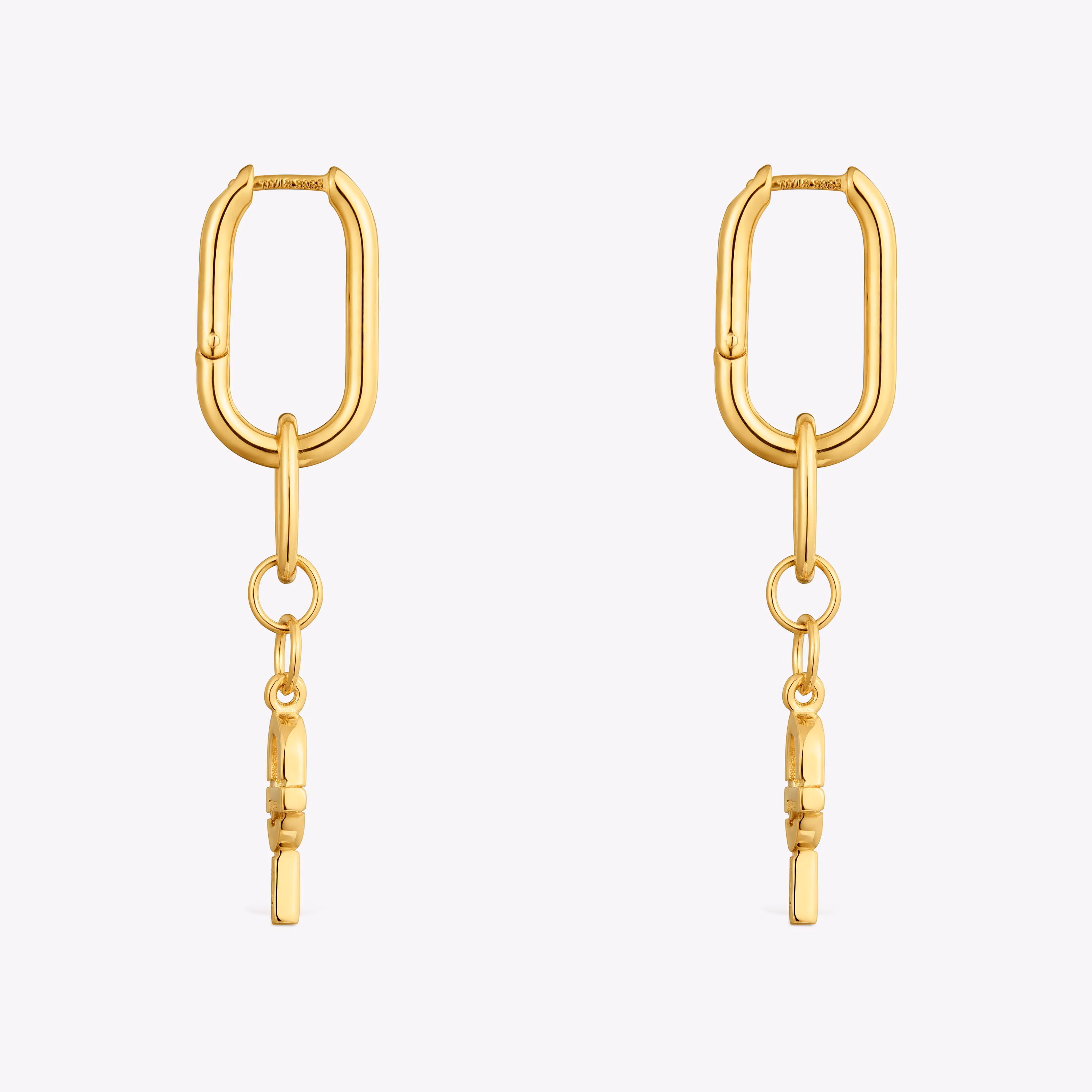 Pendientes de aro largos con baño de oro 18 kt sobre plata TOUS MANIFESTO