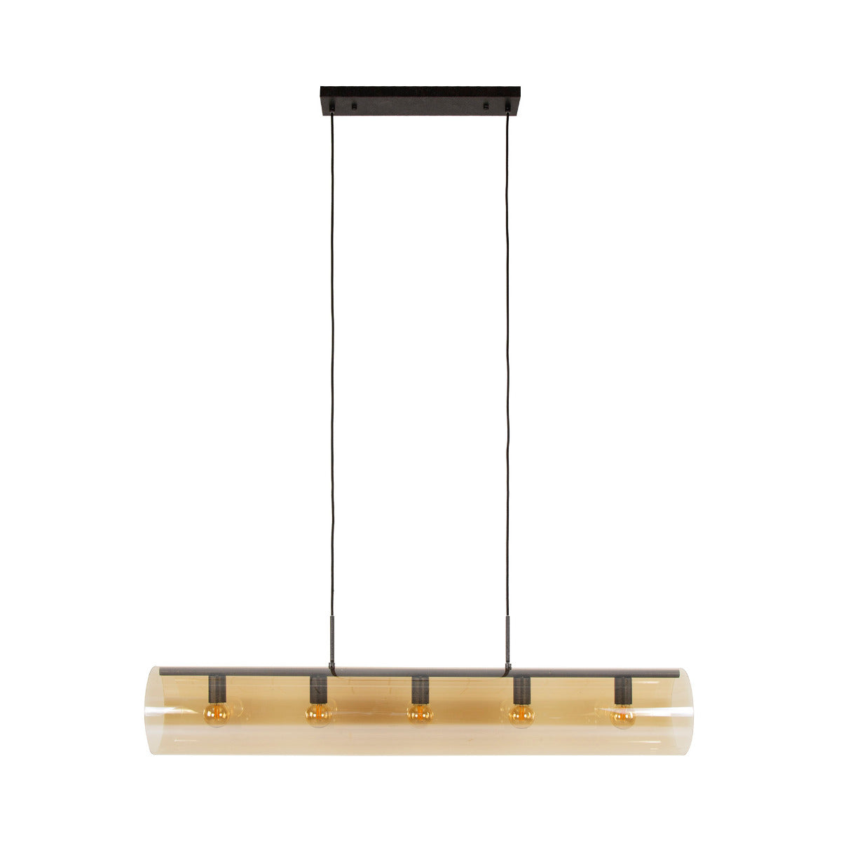 Fraaai - Zuri hanglamp 5L tube amber glas - artic zwart