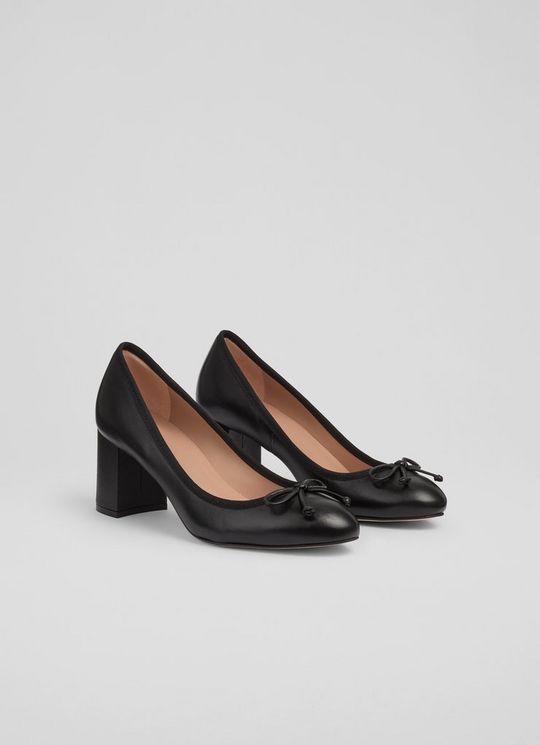 Juliette Black High Heel Grosgrain Ballerina Courts