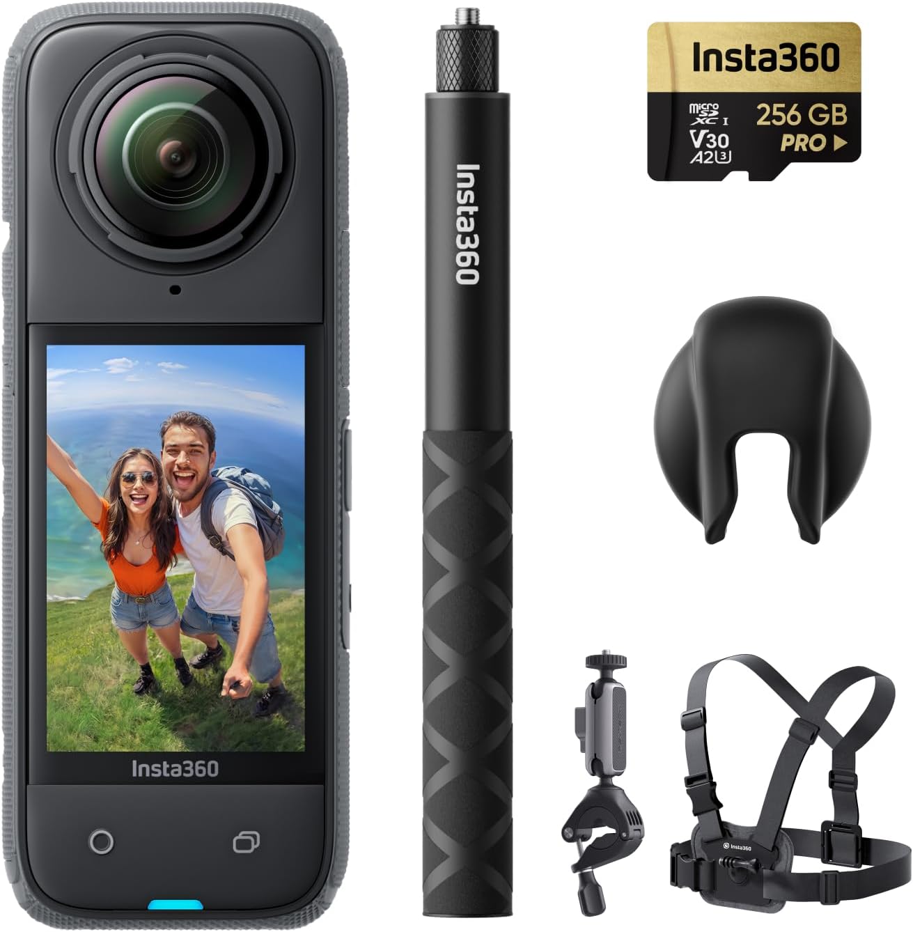 Insta360 X4 Bike Bundle - 8K Waterproof 360 Action Camera  4K Wide-Angle Video  Invisible Selfie Stick Effect  Removable Lens Guards  135 Min Battery Life  AI Editing  Stabilization  for Sports