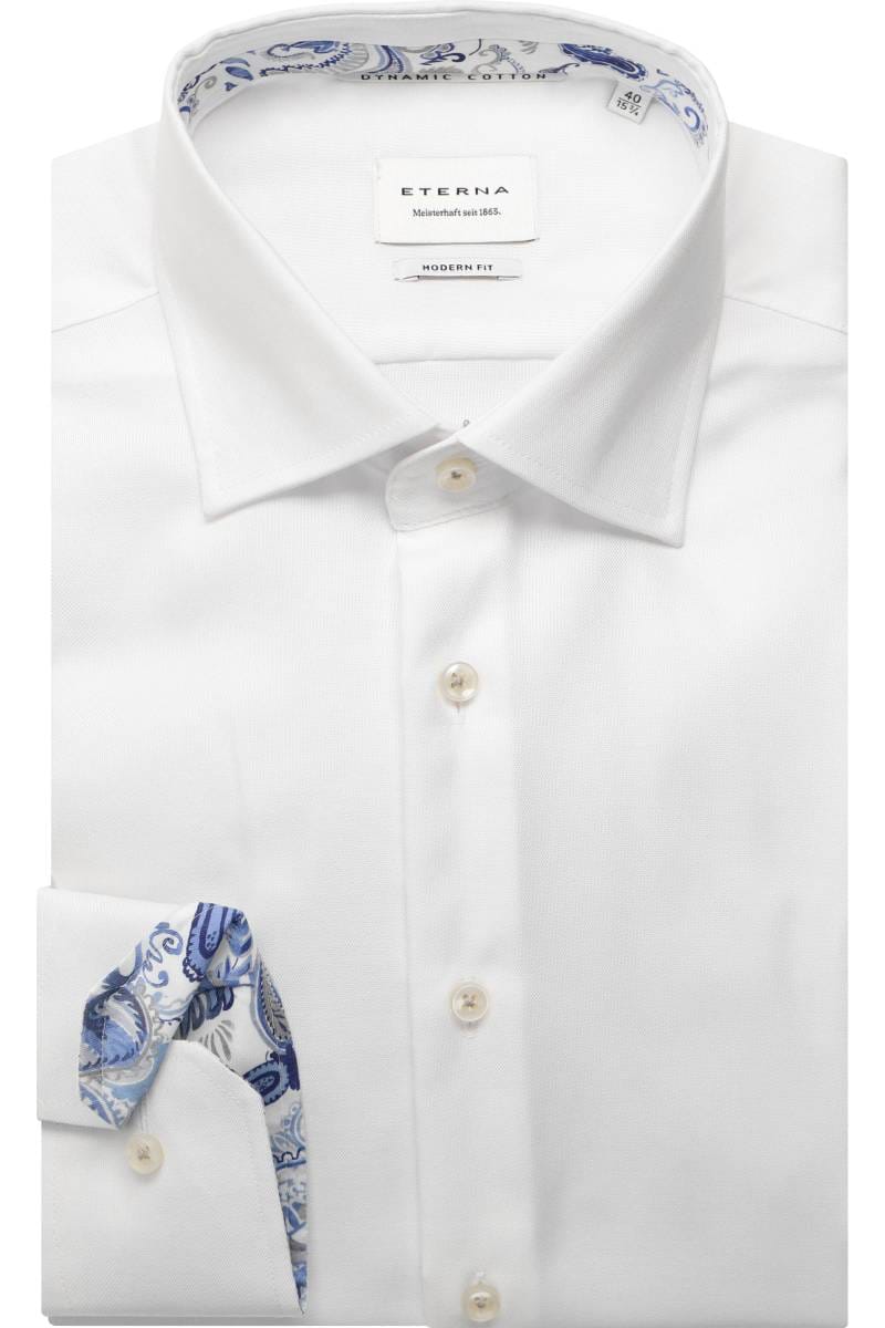 ETERNA Modern Fit Hemd weiss, Strukturiert (extra langer Arm)