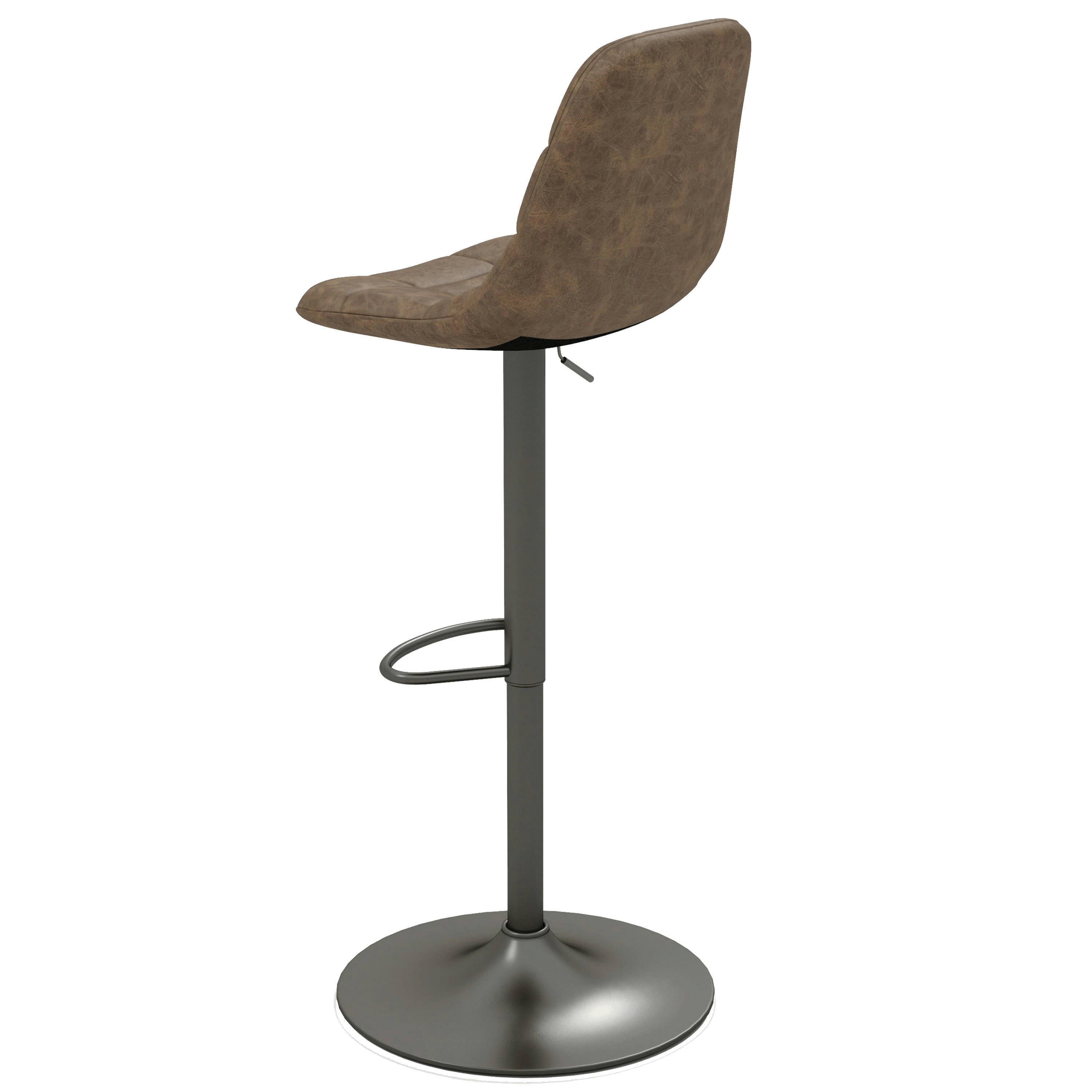HENRIK - Tabouret de bar en cuir synthétique Marron- gris bronze (x2)