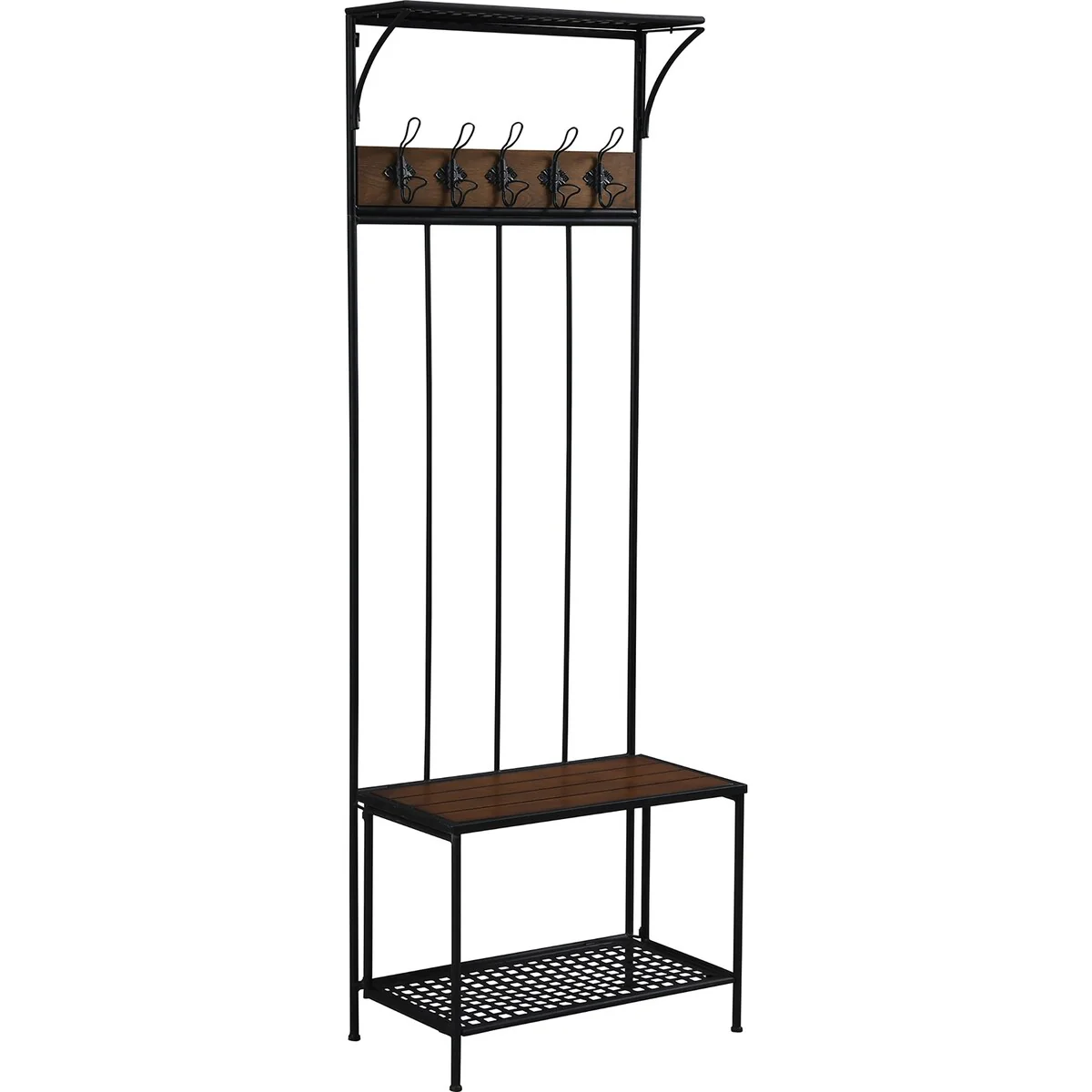 FirsTime & Co. Bella Entryway Hall Tree Bench, American Crafted, Dark Brown, Wood, 1.5 x 40 x 70 in