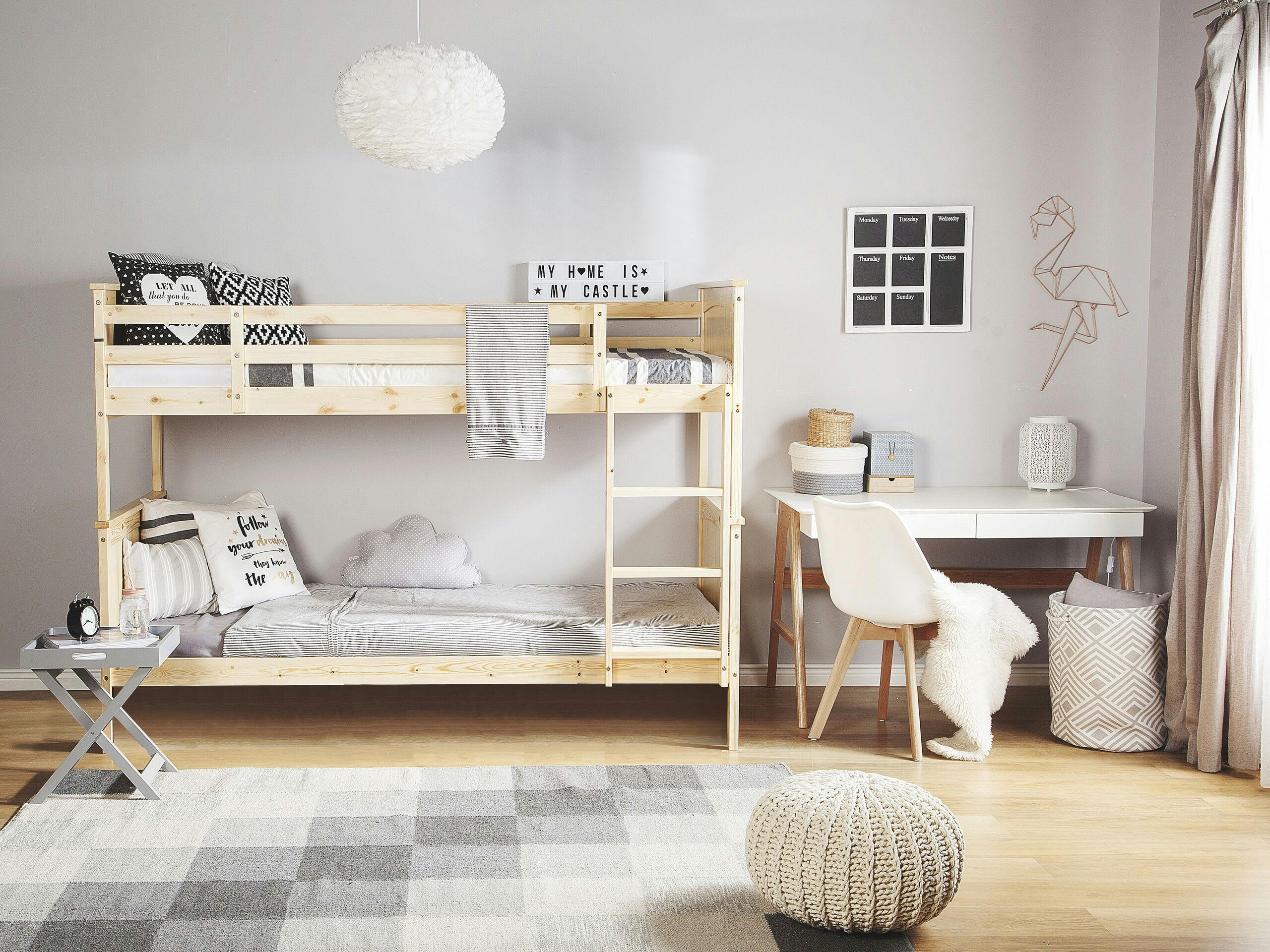 ALBON - Lit superposé en bois solide bois clair 90x200