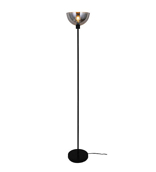 Lampe de salon design Bolton 170cm métal et verre gris fumé compatible LED