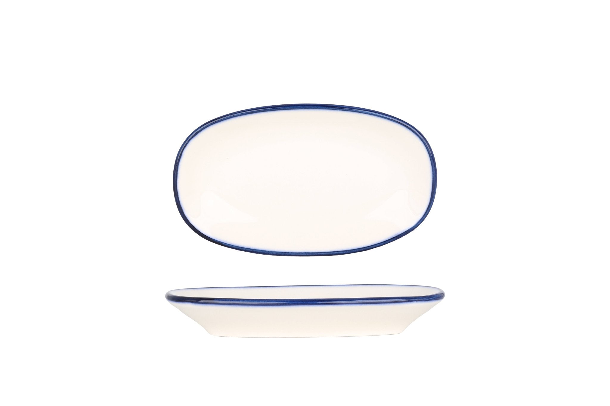 Bonna Serveerschaal - Linea Blue - Porselein - 19x11 cm - set van 2