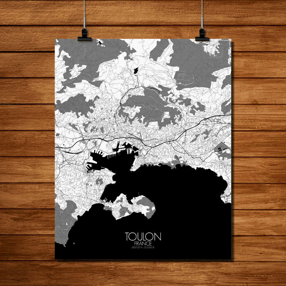 - Affiche Toulon Carte N&B 40x50