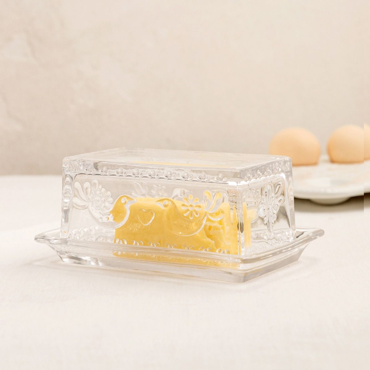 Maselniczka CRESTON szklana z motywem ptaków 17,5x7 cm