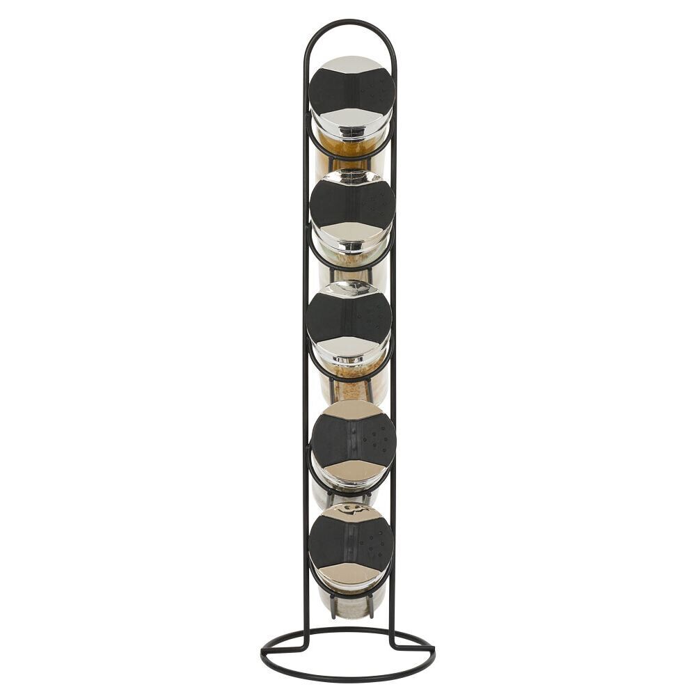 Tour à épices en métal avec 5 pots en verre Ø11xH39cm