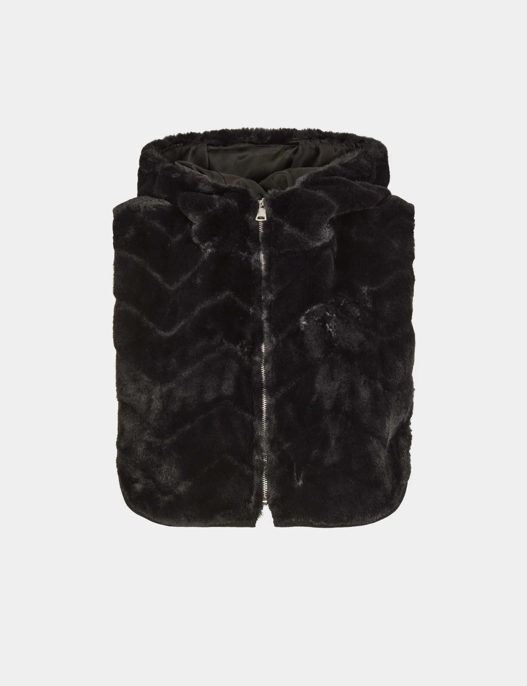 Faux Fur Poncho Black Women