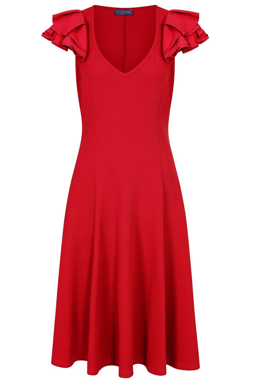 Hot Squash Frill Sleeve A-Line Dress