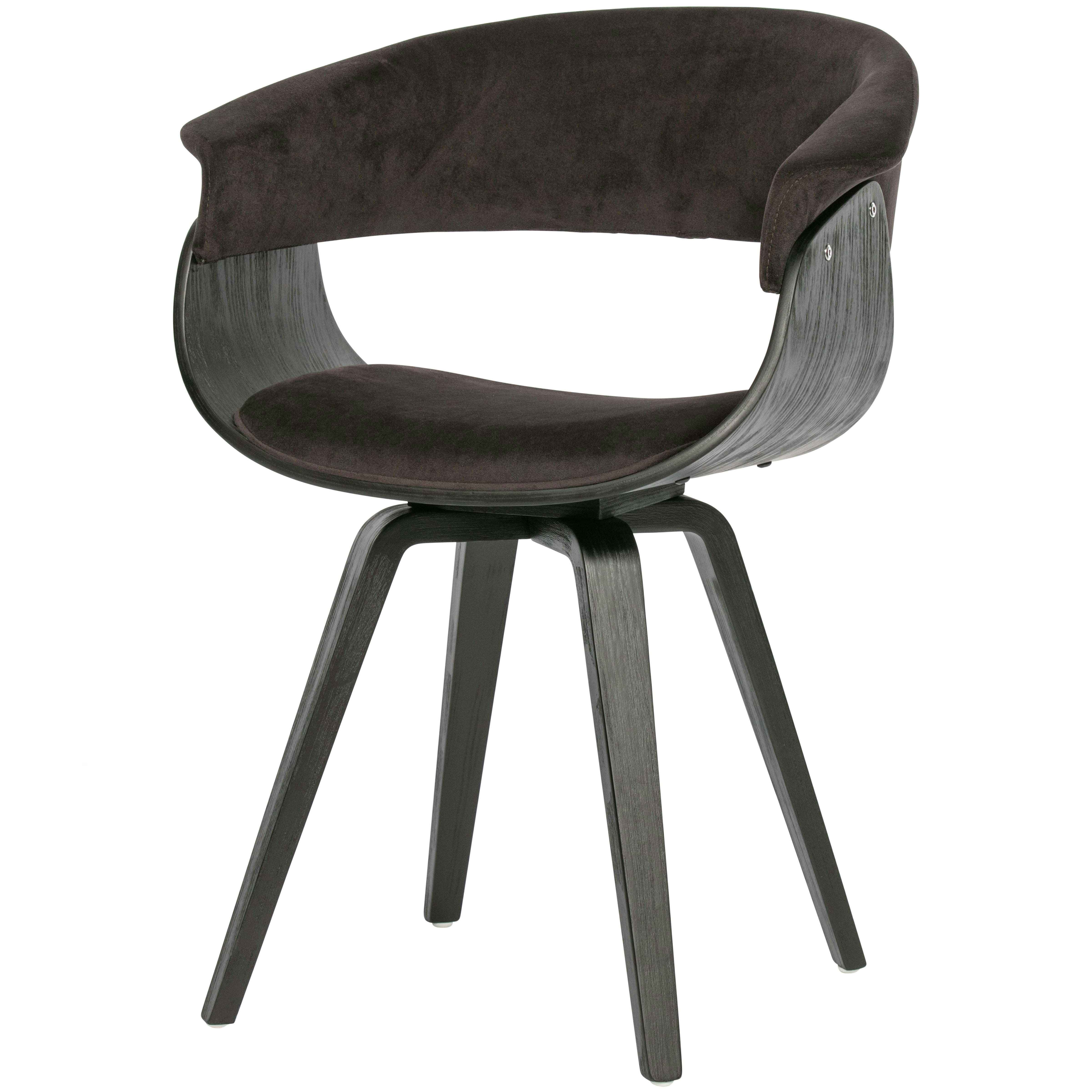 CATCH - Chaise de table en velours brun noir