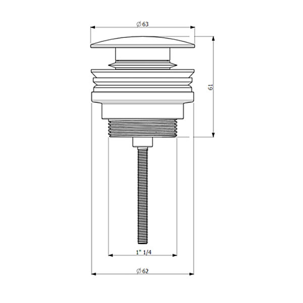 Bonde lavabo clic clac VILLEROY ET BOCH Universal Taps &Fittings Or