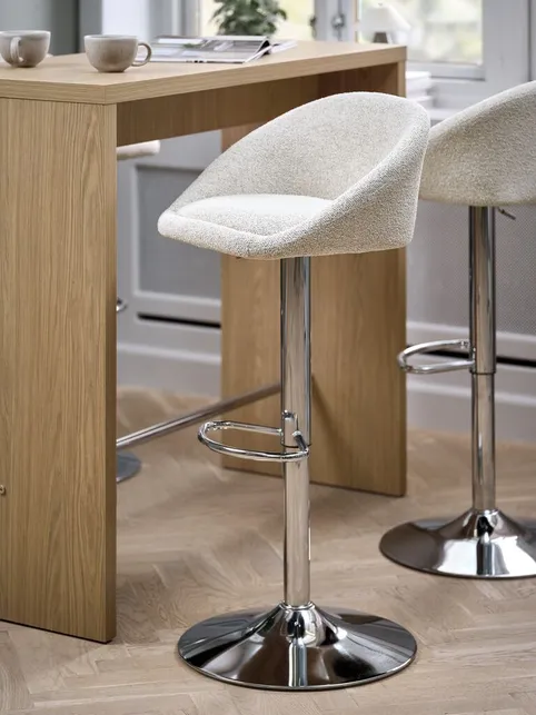 Barstol TAULOV beige stof/krom