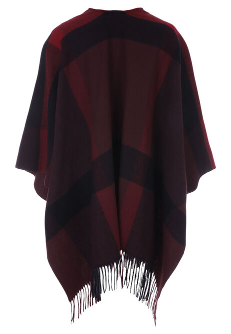 Womens Black Check Fringed Wrap