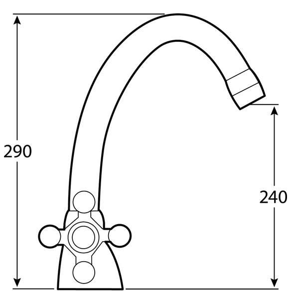 Spülenarmatur, Messing, silberfarben, 1 1/2
