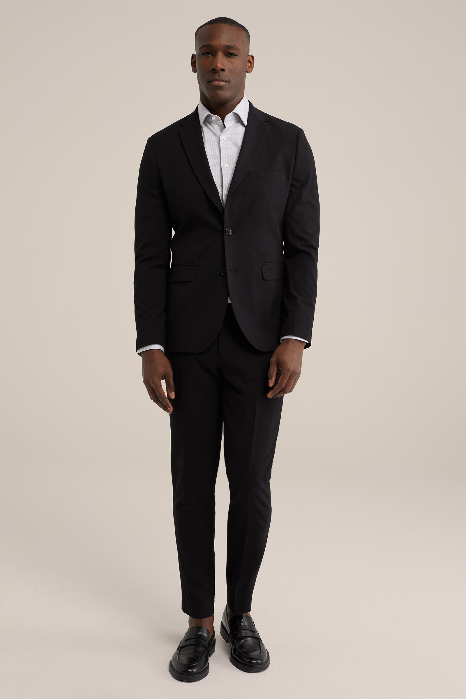 Heren premium slim fit overhemd van jacquard gebreide jersey