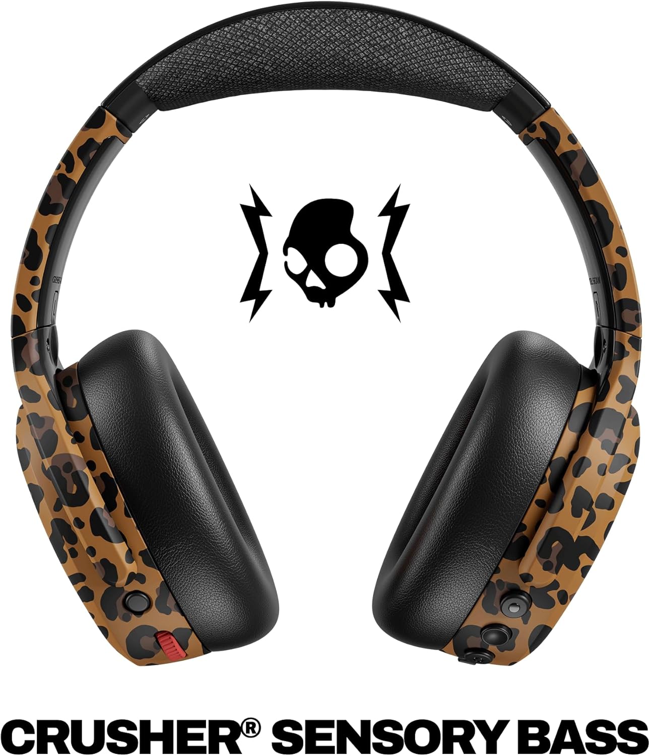 Skullcandy Crusher ANC 2 Wireless Over-Ear Bluetooth Headphones with Multi-Sensory Bass, Active Noise Cancelling, Up to 60 Hours Battery, Microphone for iPhone Android - Leopard
