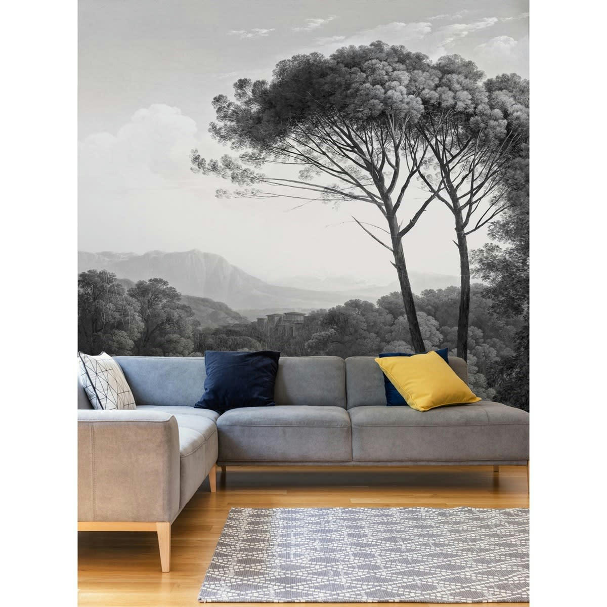 TOSCA GREY - Papier peint panoramique en Papier Gris  270x240