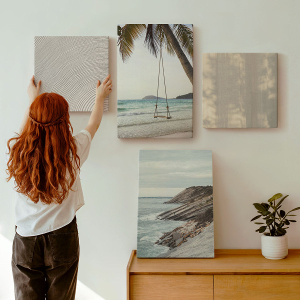 Obraz canvas 4 częściowy Letni piasek morze |40x40, 40x60| Wallfluent