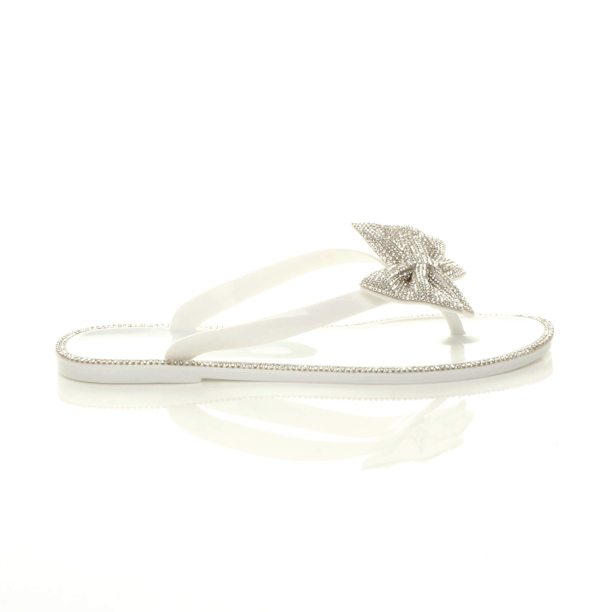 AJVANI Diamante Bow Toe Post Jelly Sandals Flip Flops