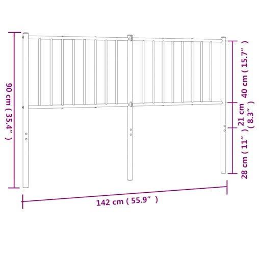 NNEVL Metal Headboard Black 137 cm