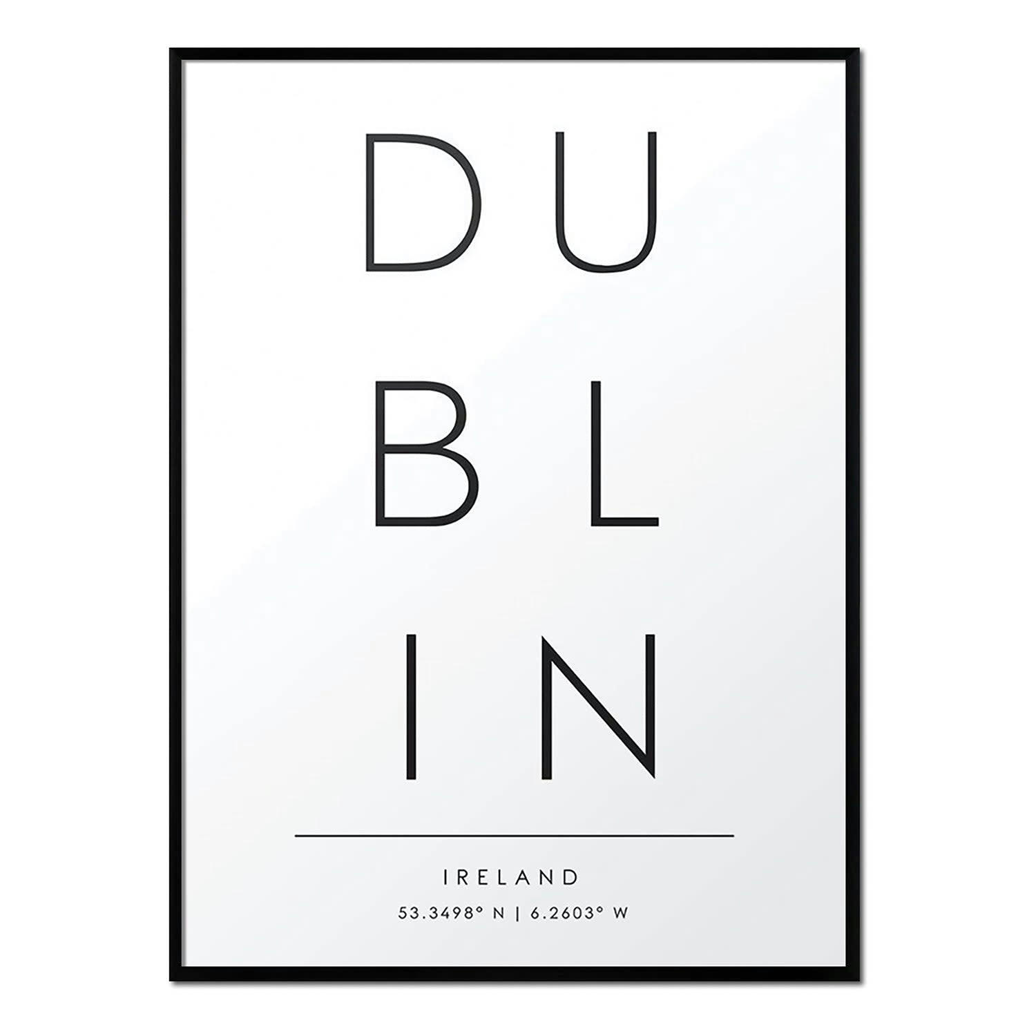 CIUDADES - Affiche avec cadre noir - Dublin - 50x70