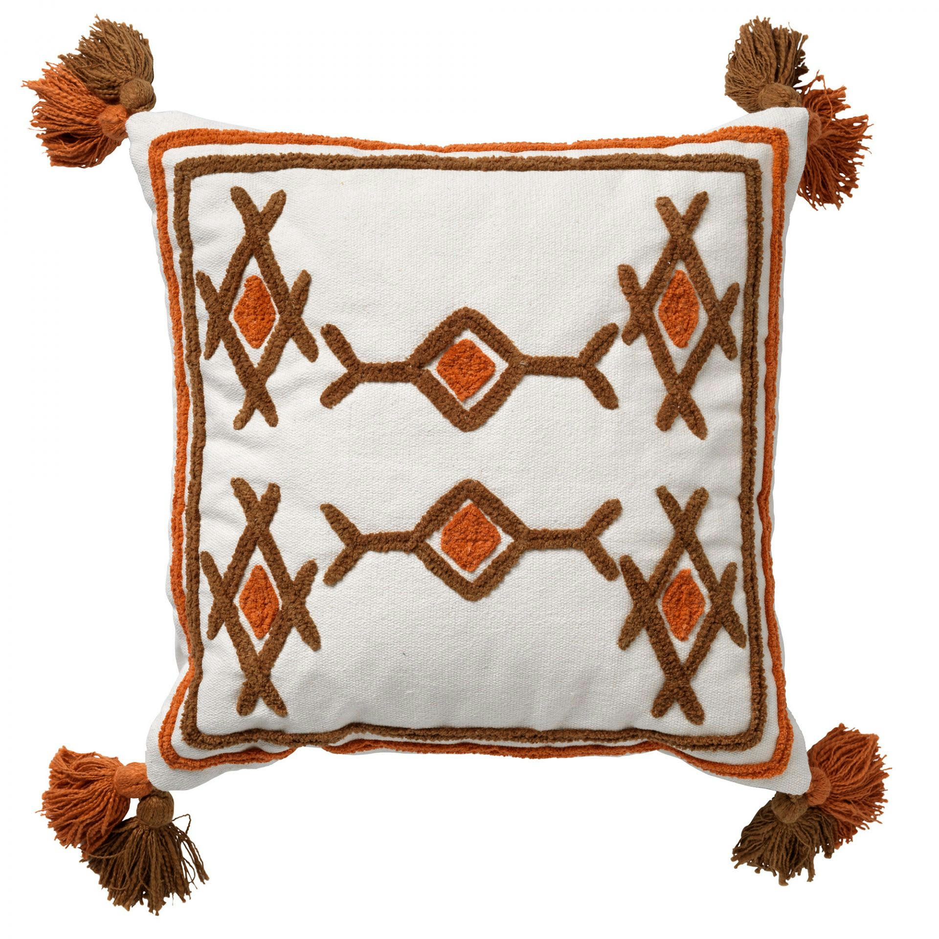 ZITA - Housse de coussin blanc en coton-45x45 cm avec imprimé rétro