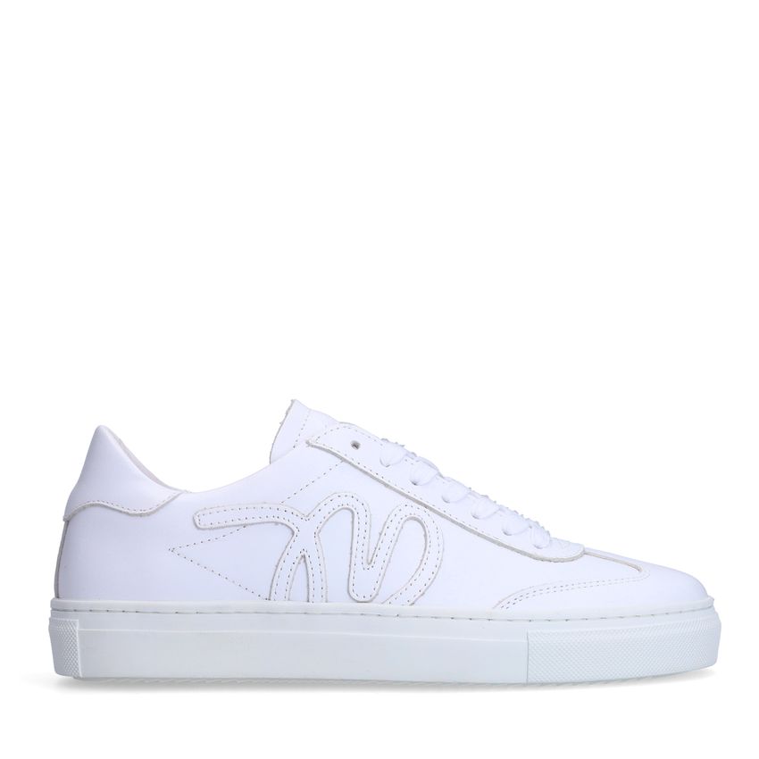 Manfield Witte leren sneakers