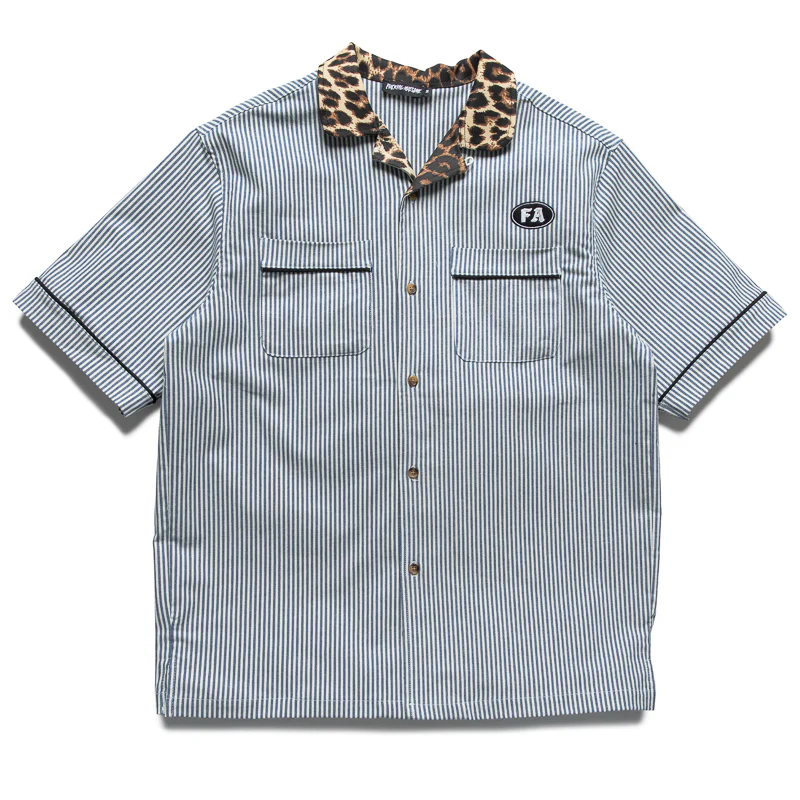 Fucking Awesome Car Fixer Leopard Collar Shirt - Blue/White