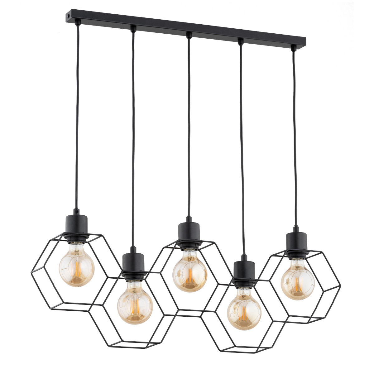 Lampa wisząca czarna KOMBI 5xE27x15W wym: 80x9x75 cm Alfa