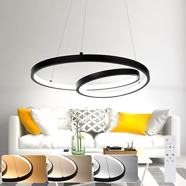 NETTLIFE Suspension LED Aluminium Noir 150cm Dimmable avec Télécommande