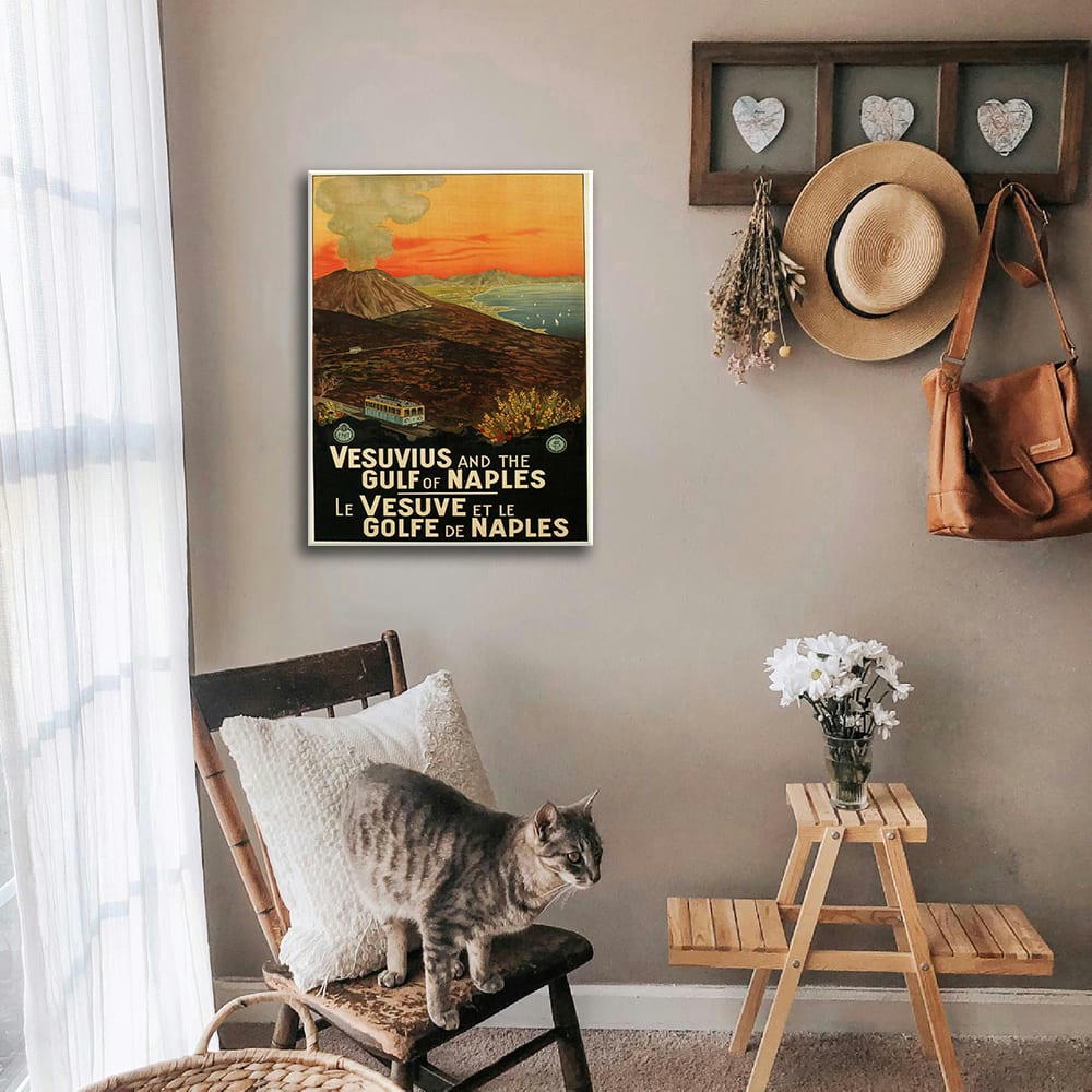 - Affiche touristique vintage le Vésuve et le Golfe de Naples 50x70cm