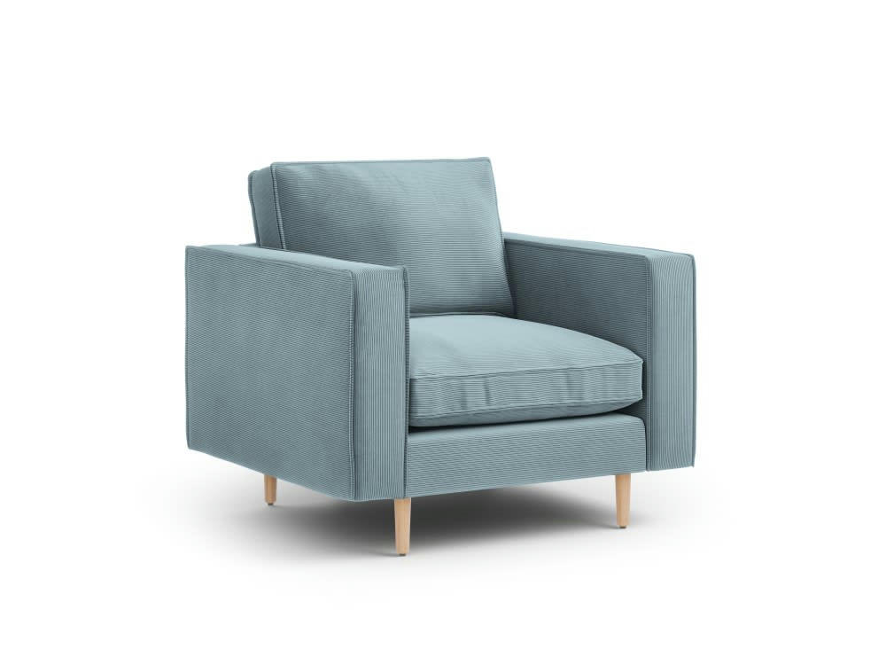 ALEXIS - Fauteuil 1 place en tissu structuré bleu clair