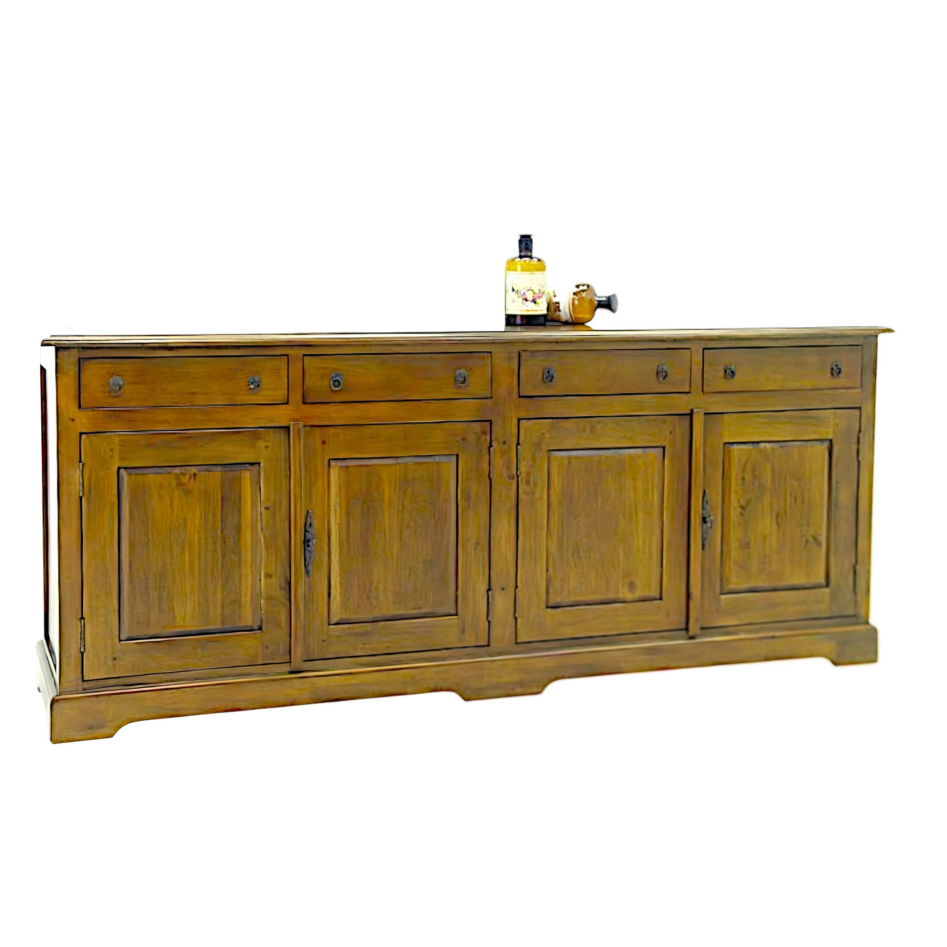 Buffet / Enfilade Hévéa 4 portes, 4 tiroirs 190x48x80cm TRADITION