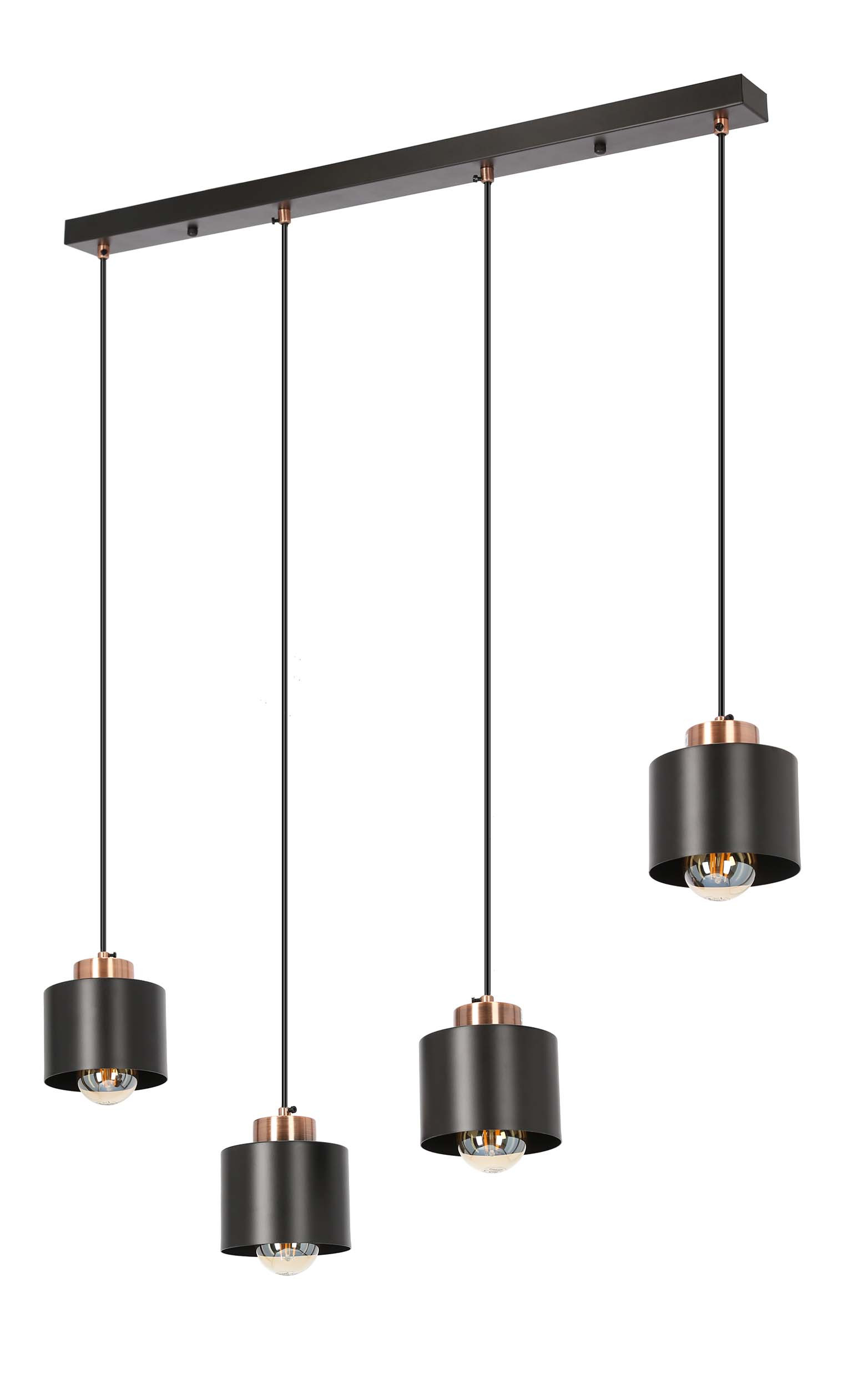 Lampa wisząca czarna-mosiądz OLENA 4xE27x60W wym: 100x75x12 cm Candellux