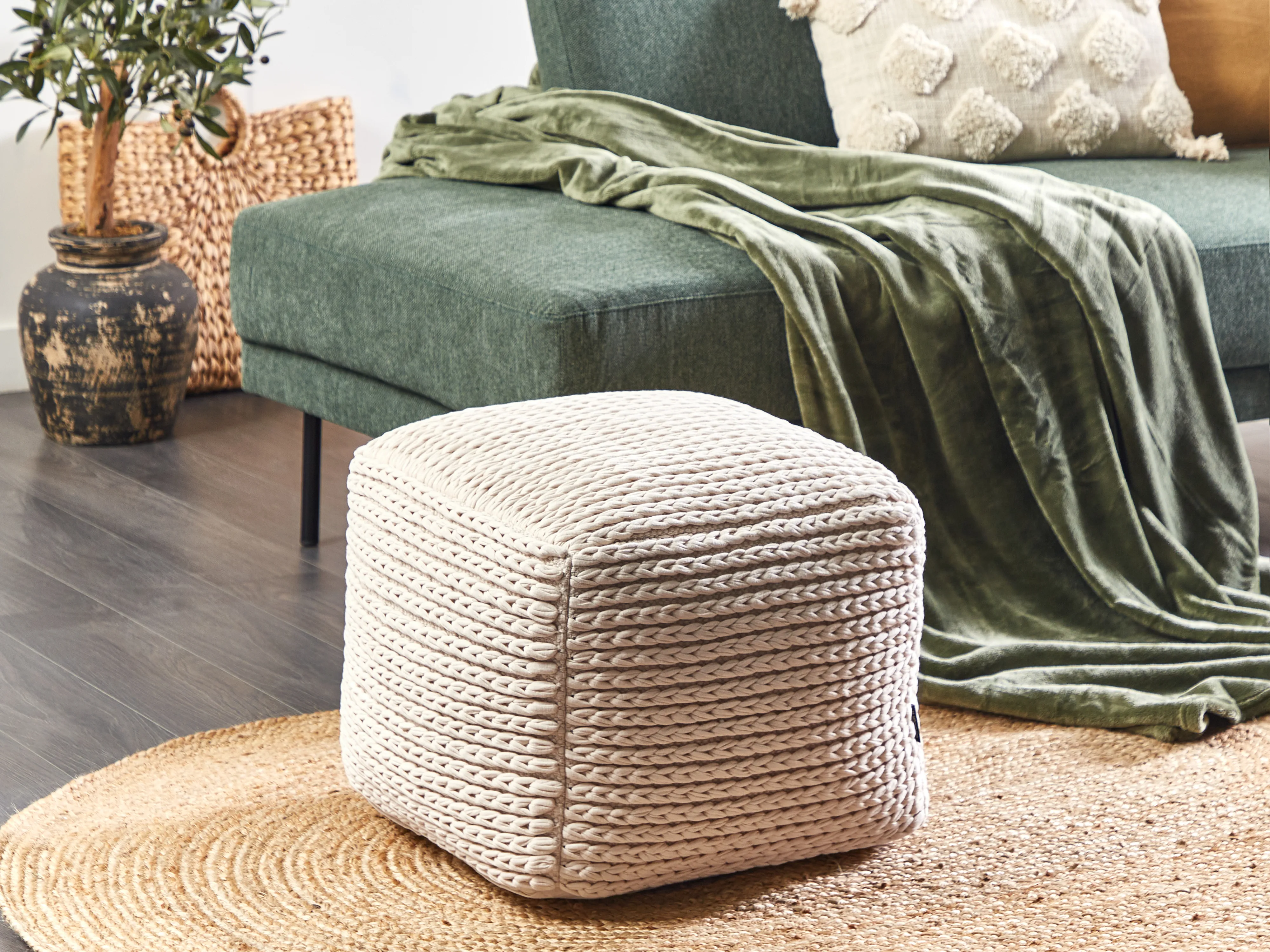 Pouffe DAMAN Cotton Light Beige