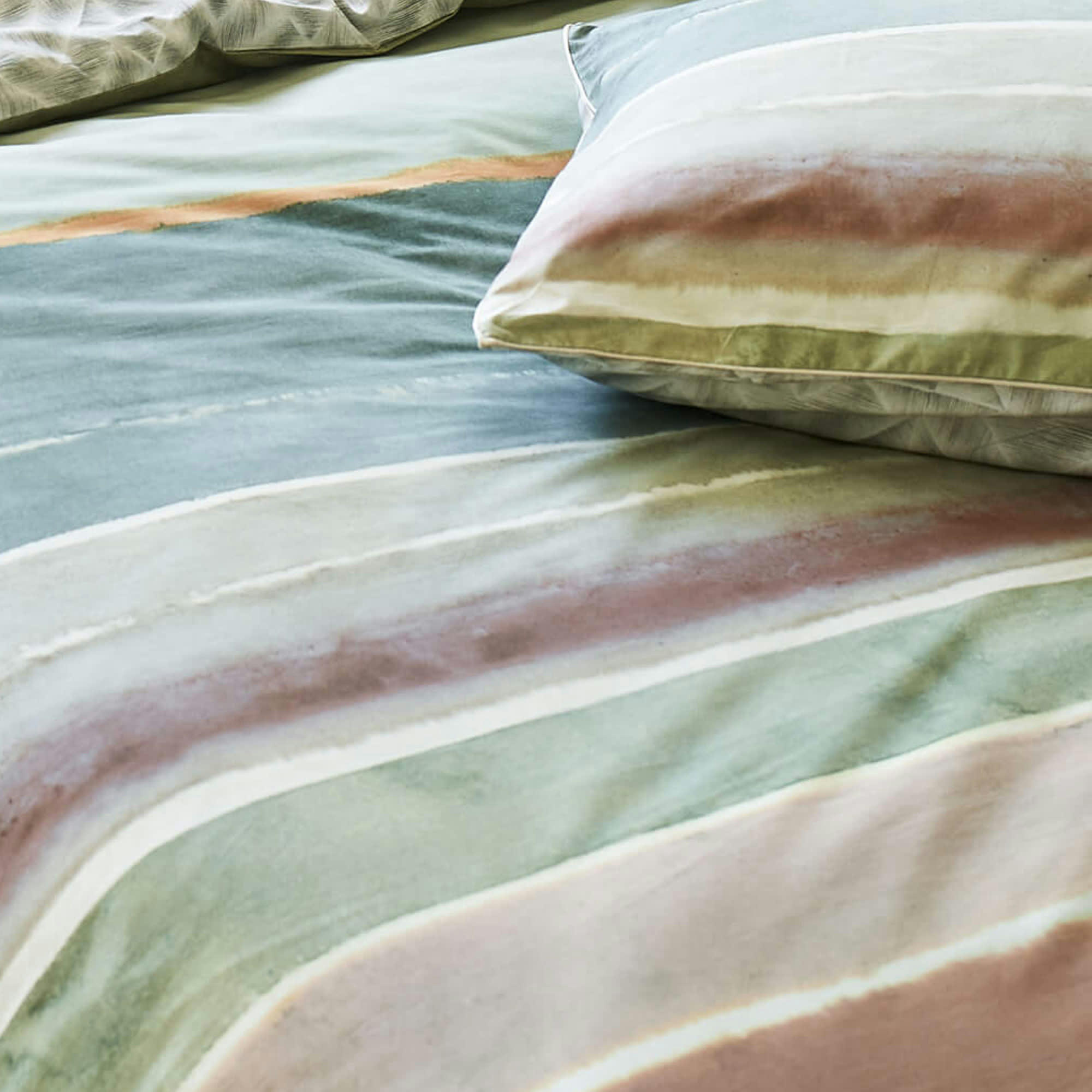 VALLAURIS STONE - Housse de couette en coton vert 140x200