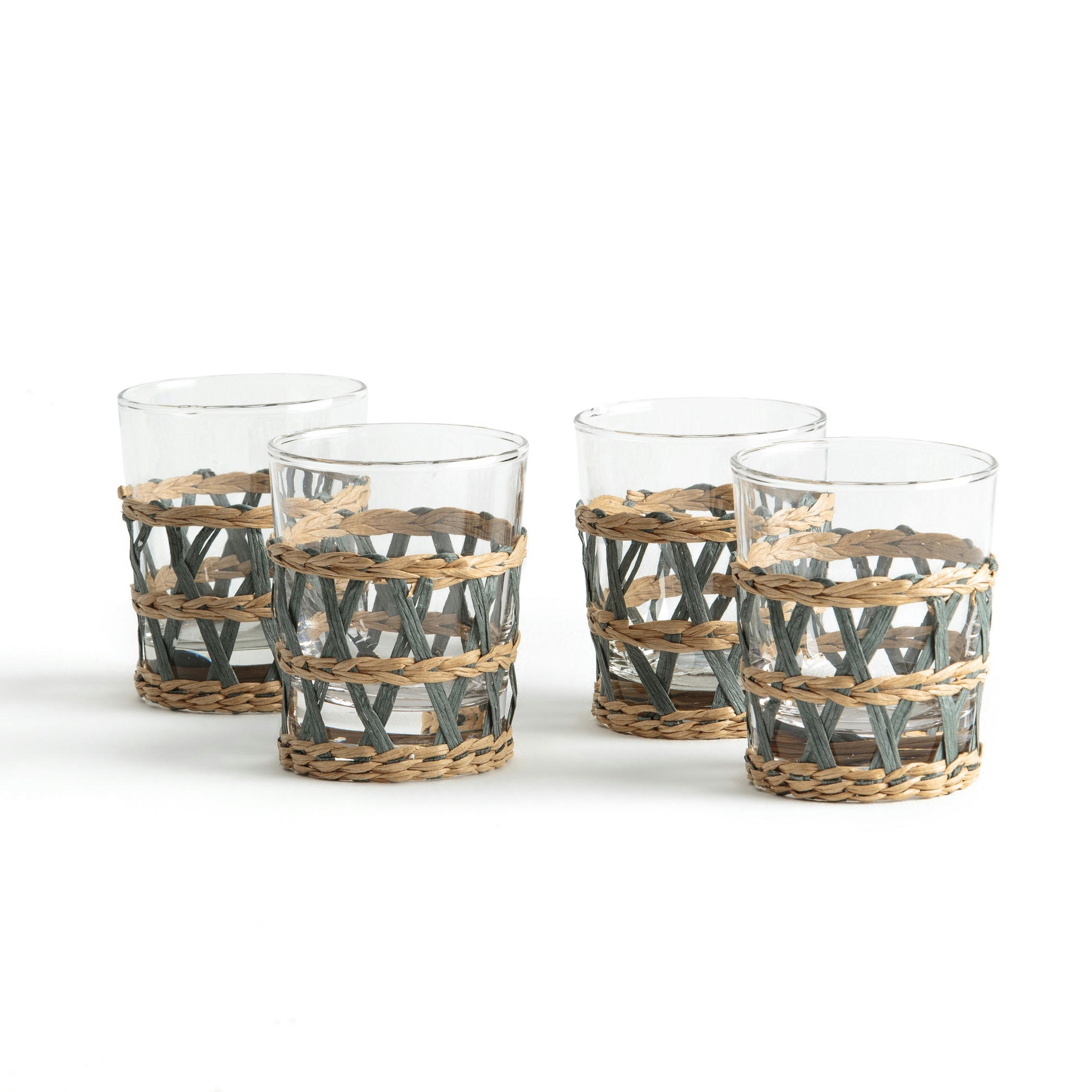 Lot 4 verres à base tressée, Qualimna