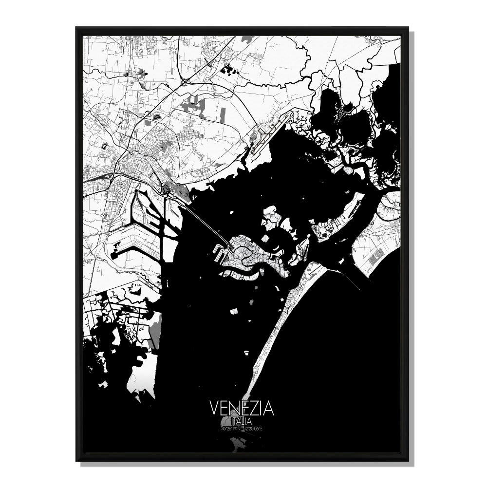 - Affiche Venise Carte N&B 40x50
