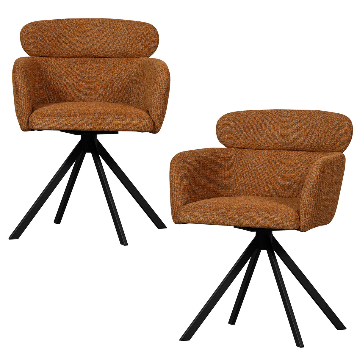 WOOOD draaibare eetkamerstoelen Fenne - Polyester - Ginger - Set van 2