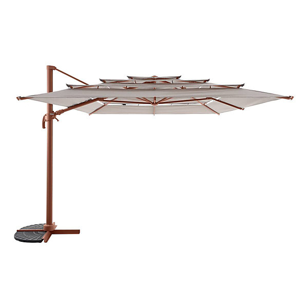 Parasol déporté rectangulaire inclinable Melhia 4x3 m acajou/lin - Hespéride