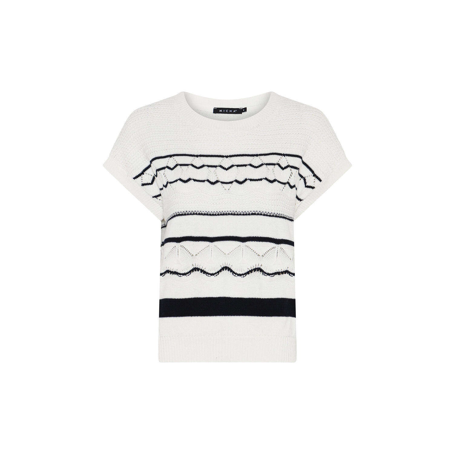 Stripe and Pattern Knit, off white/navy