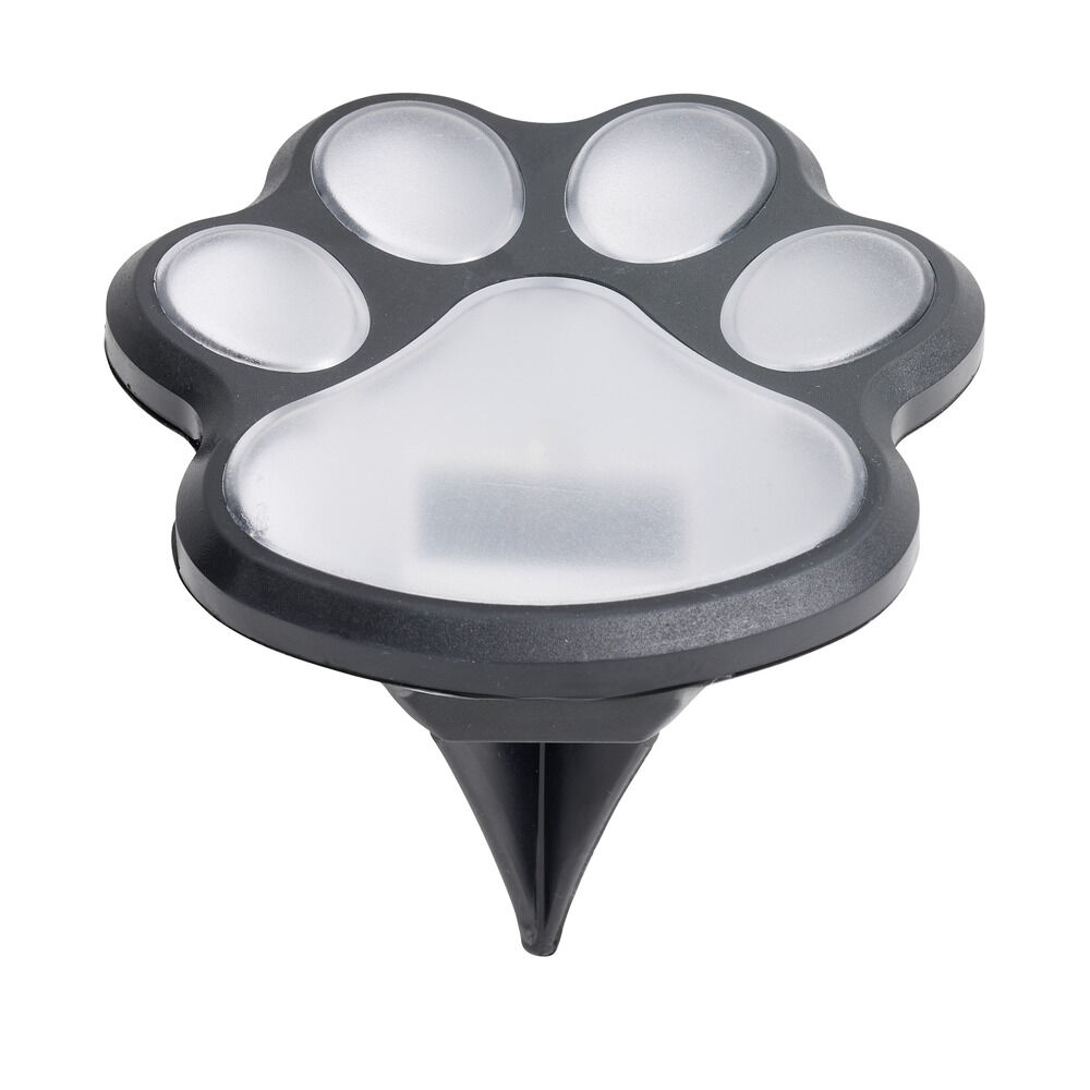 Lampe solaire à planter forme patte de chien noire Ø9xH9cm